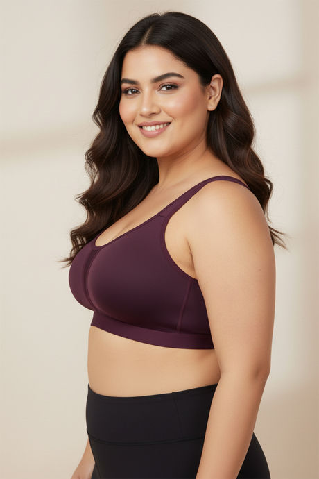 Zivame True Curv Single Layered Non Wired Full Coverage Minimiser Bra - Dark Purple — image 3